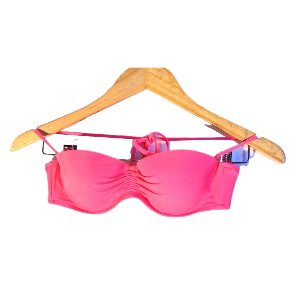 Victoria Secret Hot Pink Bandeau Bikini Swim Top SZ 34B Beach,Vacation,Pool,Lake